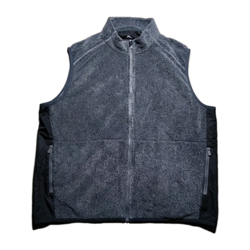 Tommy Bahama‎ Cascade Cozy Full Zip Plush Vest Black Gray Pockets Mens 2XLB